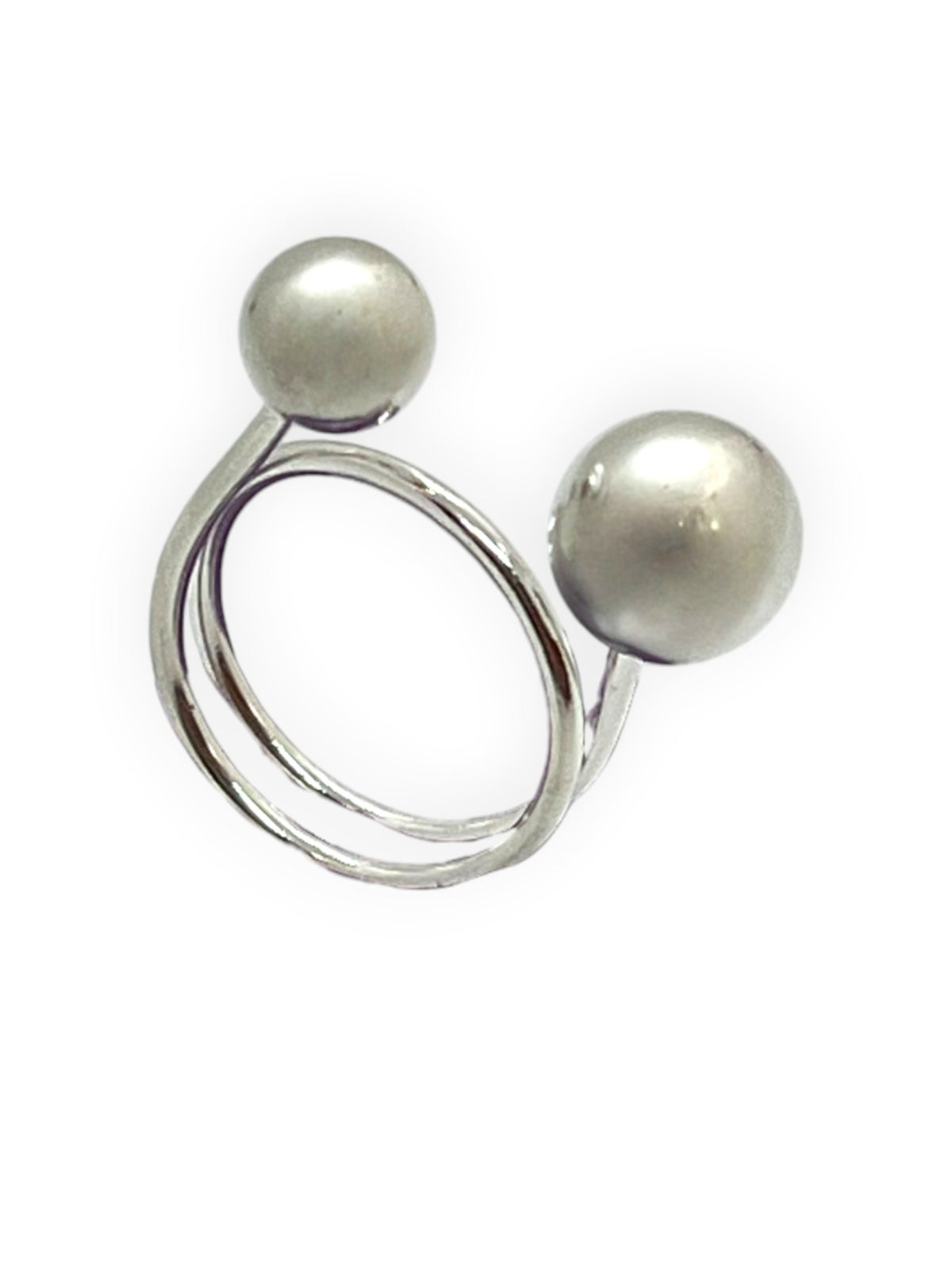 Anillo doble Bola latón espiral plata 10µ o dorado