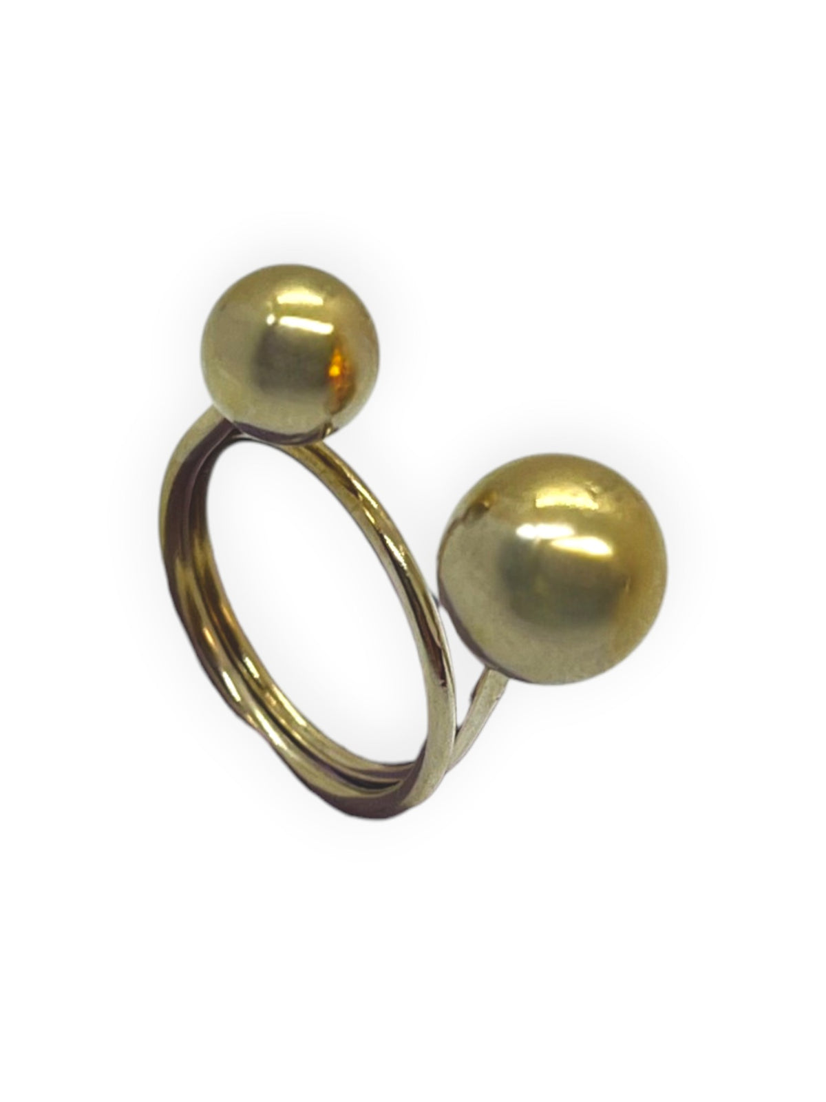Anillo doble Bola latón espiral plata 10µ o dorado
