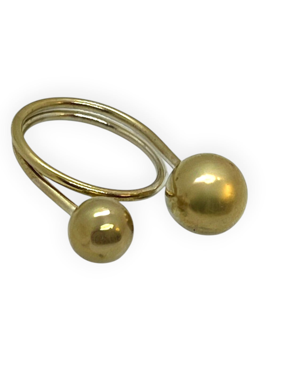 Anillo doble Bola latón espiral plata 10µ o dorado