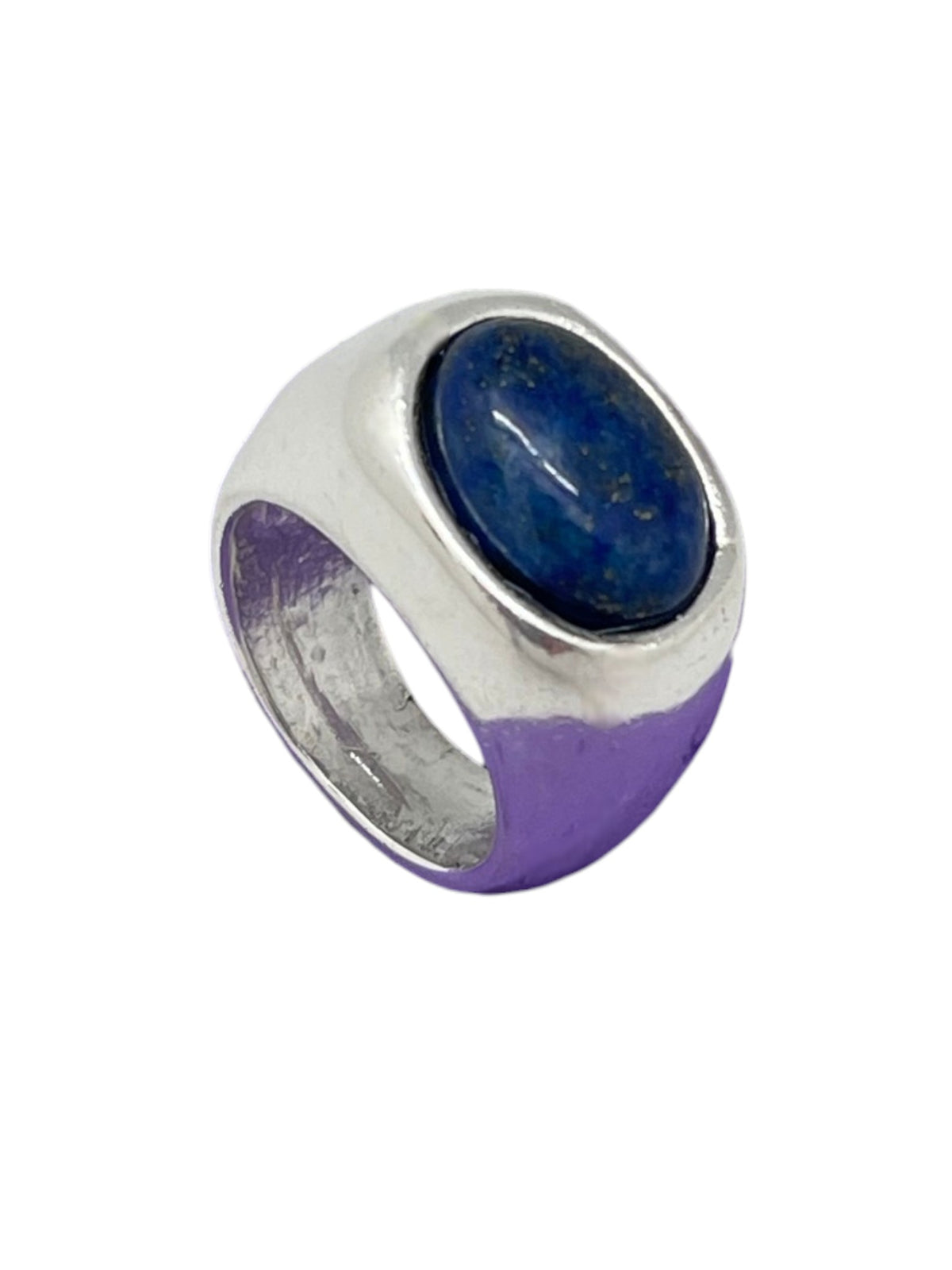 Anillo Joya con piedra natural estilo solitario plata 10µ y lapislazuli o dorado y agatha roja