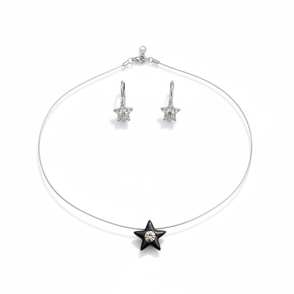 Conjunto de pendiente y collar invisible con cristales de SW cristal
