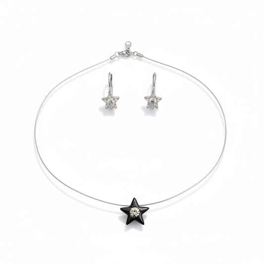 Conjunto de pendiente y collar invisible con cristales de SW cristal