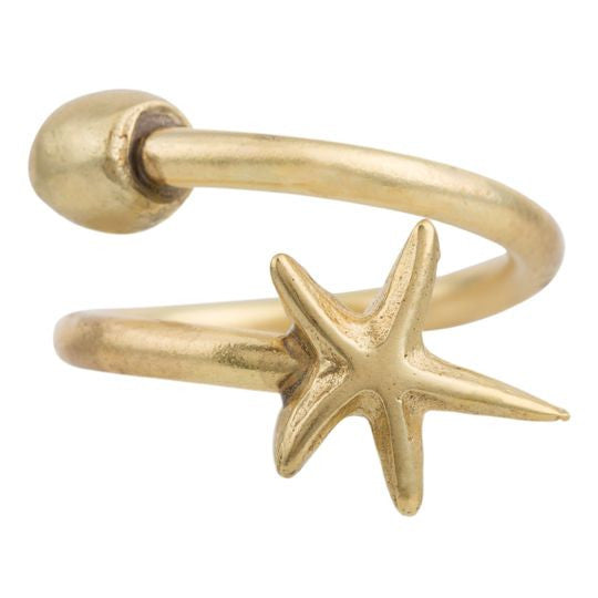 Adjustable golden brass zamak star ring