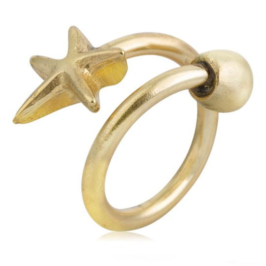 Adjustable golden brass zamak star ring