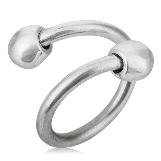 Double ball ring brass silver plated 925