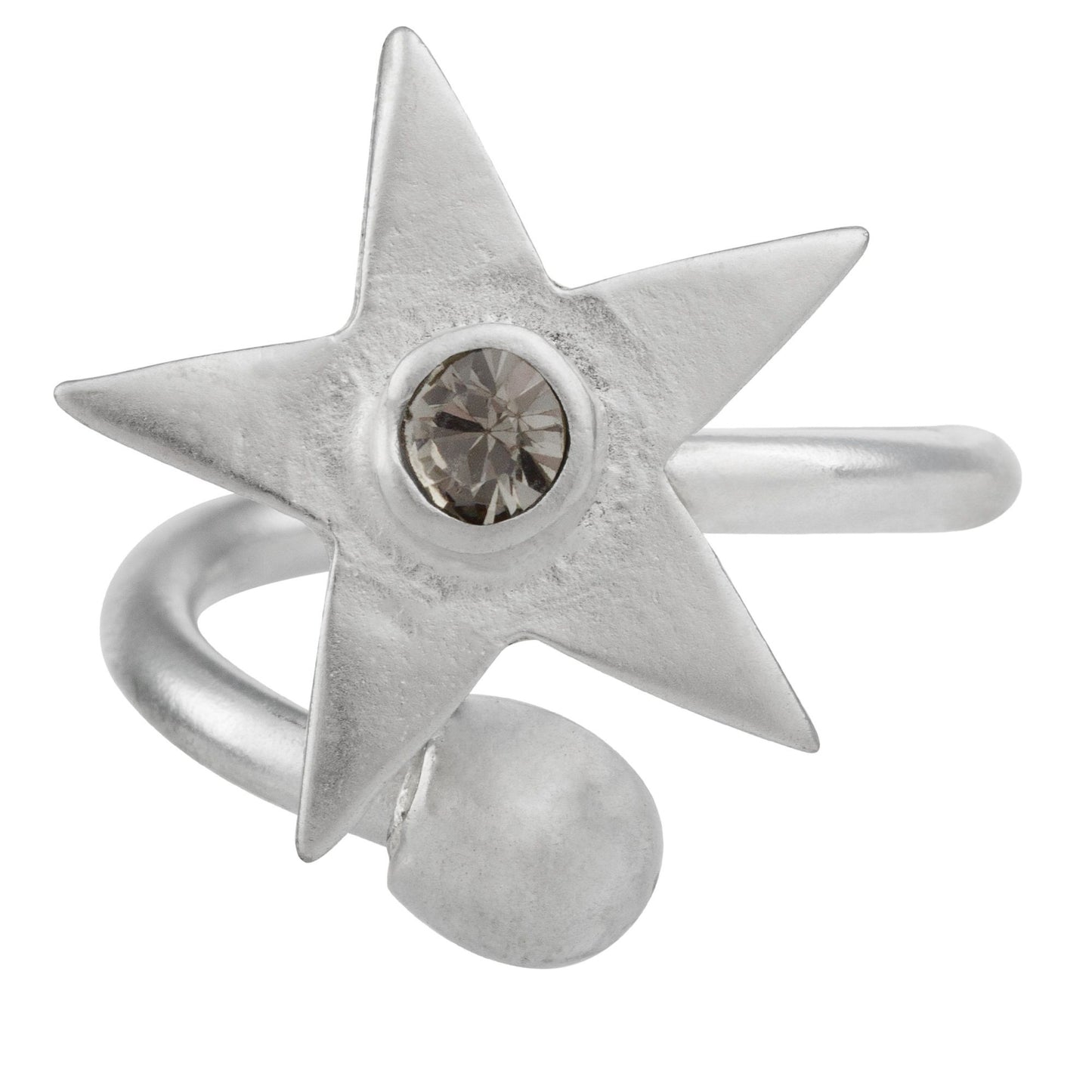 Anillo estrella Swarovski blackdiamond plata chapado