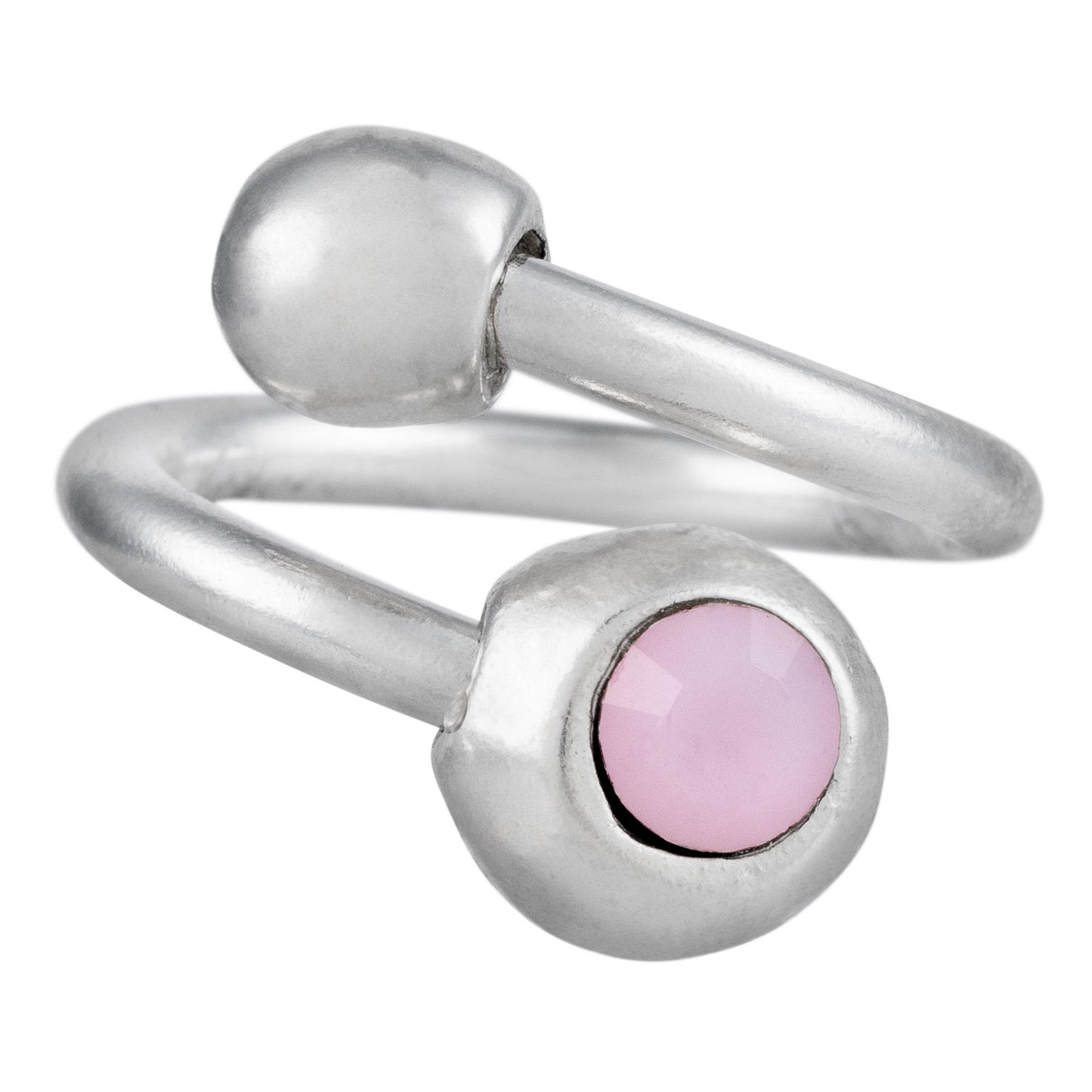 Pale pink Swarovski plated 925 silver ring
