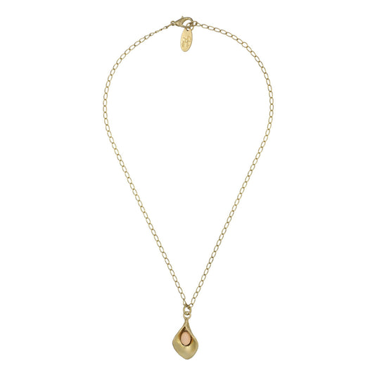 Colar com pingente de flor banhado a ouro e um lírio-de-cala rosa-dourado