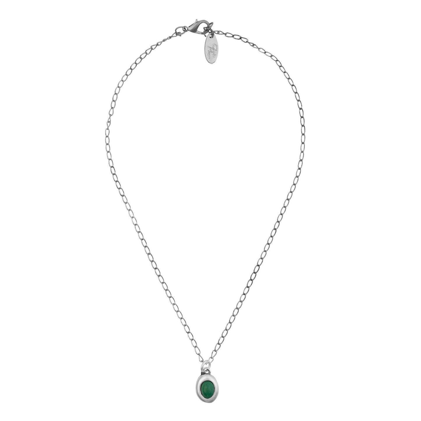 Emerald resin plated silver chain necklace