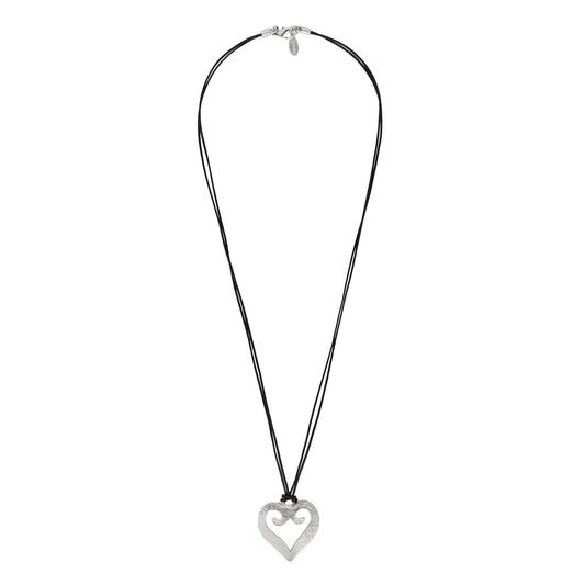 Collar corazón Cisne plata-negro