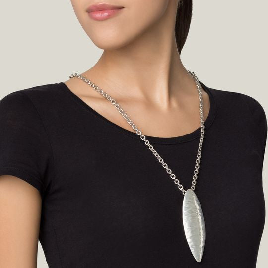 Collar largo "Bain" cadena plata chapado 80cm
