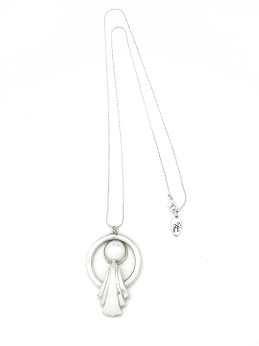Collar largo diseño plata latón chapado 80cm