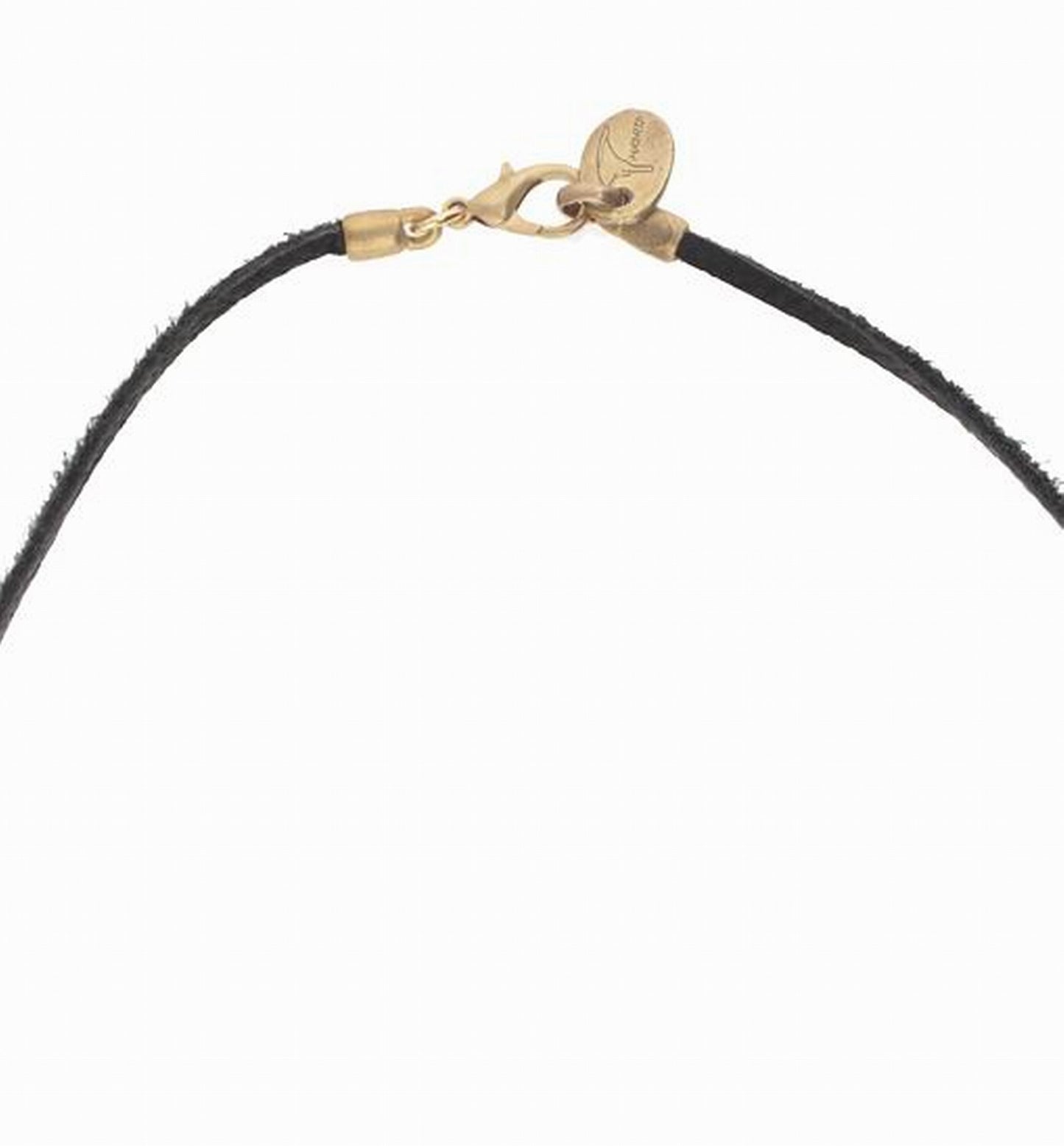 Colar longo Grande estrela dourada couro preto 80cm