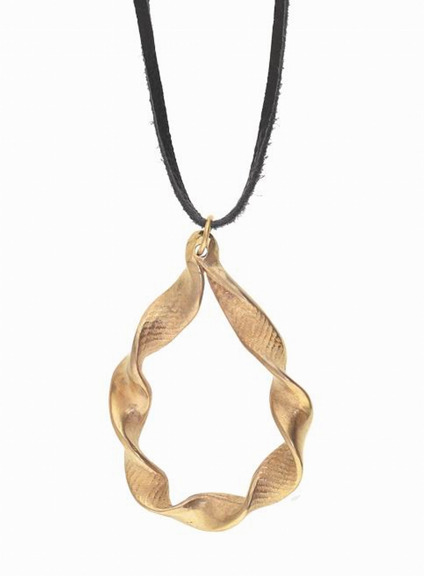Collar largo "Ola eterna" dorado piel negro 80cm