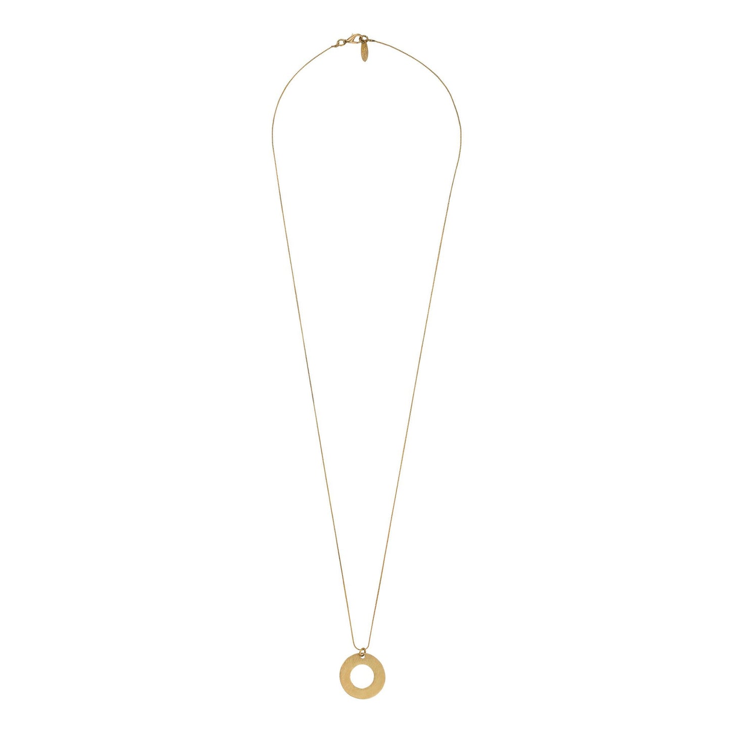 Collar largo y colgante redondo en dorado