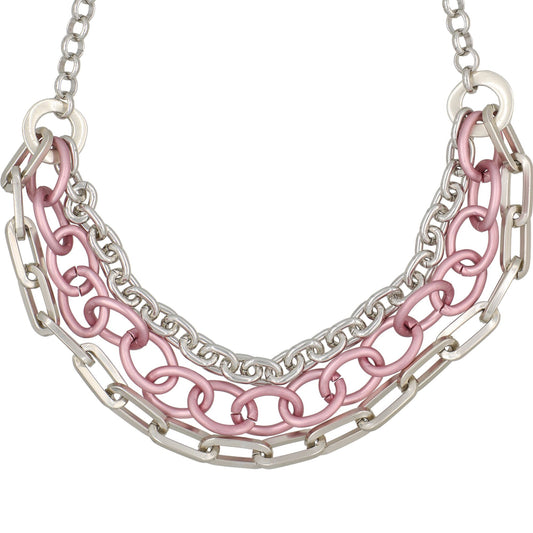 Collar "triple cadena" en plata-rosa.