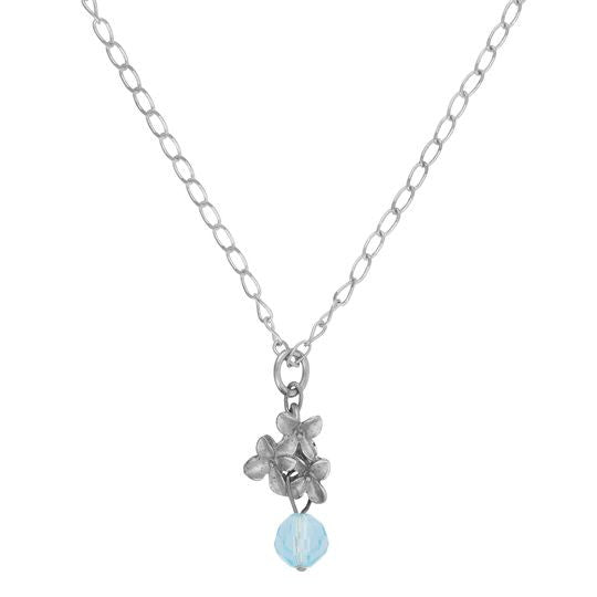 Conjunto collar-pendiente plata"Bouquet azul"