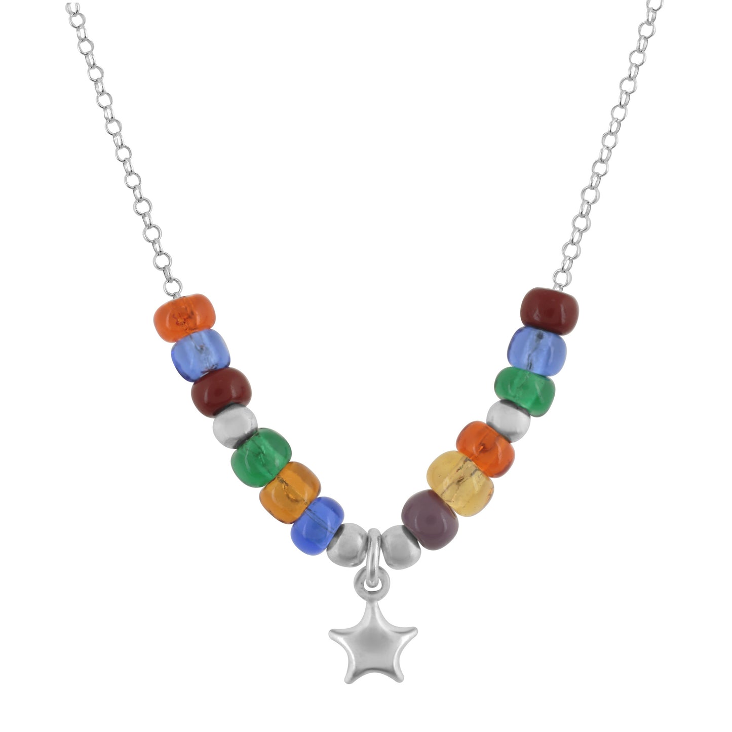 Gargantilla plata de ley 925 estrella multicolor