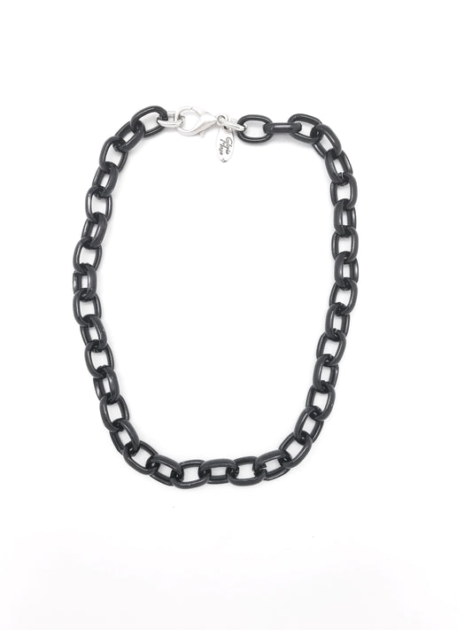 Gargantilla cadena negro - plata 40cm color