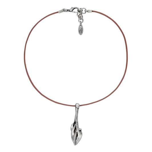 Gargantilla plata chapado Origin cuero teja