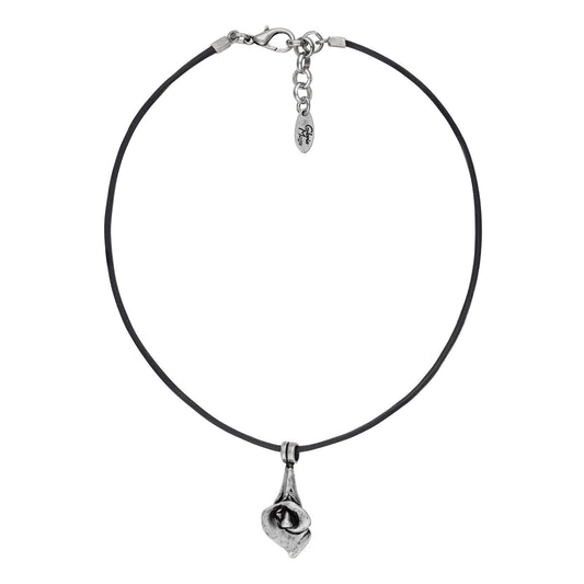 Choker necklace leather and silver Cala black leather