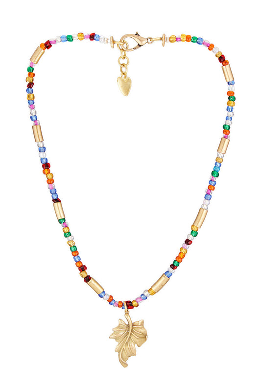Gargantilla collar dorado y cristal multicolor