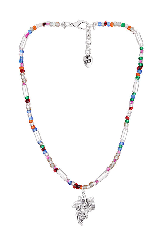 Gargantilla plata chapado multicolor hoja