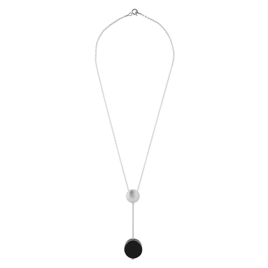 Gargantilla plata de ley 925 y cristal Péndulo Negro