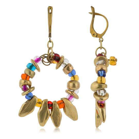 Gold multicolored hoop earring