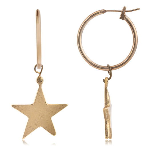 Hoop earring and golden hanging star