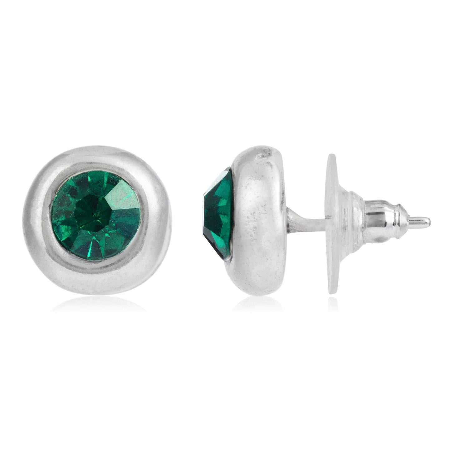Swarovski Emerald Button Earring