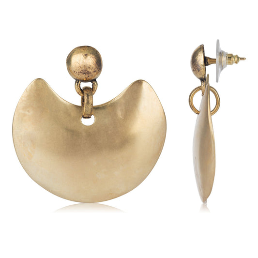 Golden plated large moon earring