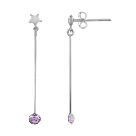 Pendiente "Plata Única" Péndulo2 VT plata 925 cristal Sw violeta