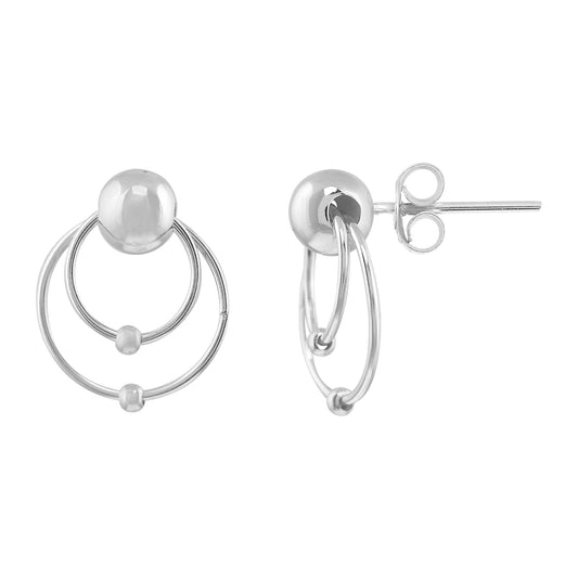 Silver earring hoops Orbiting sterling silver