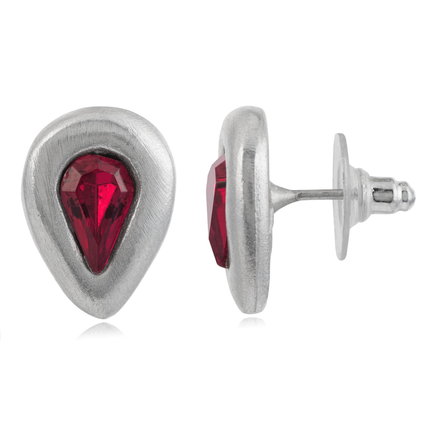 Siam Tear Swarovski crystal silver earring