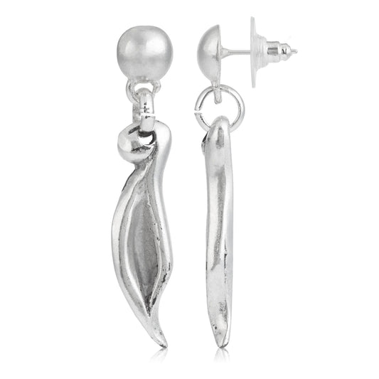 Silver plated silver fairy leaf earring