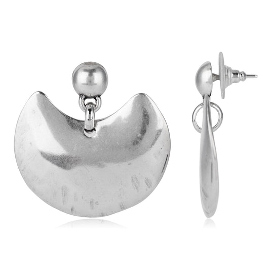 Silver silver plated big moon silver earring