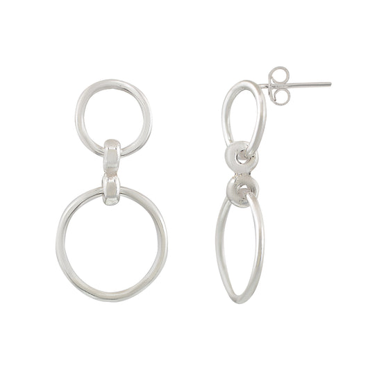 Sterling silver "Plata Única" double hoop earring