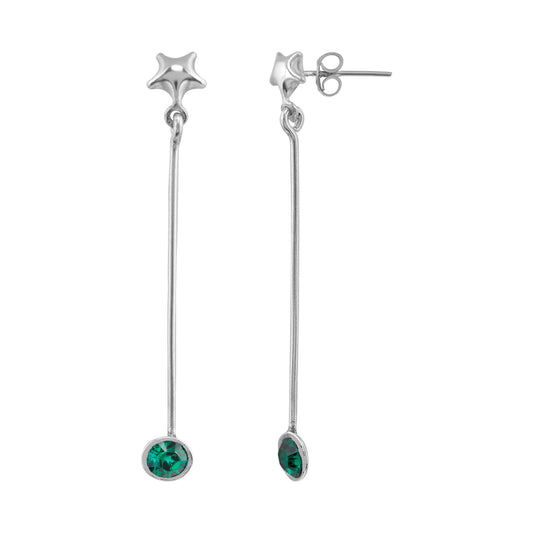 Pendiente plata Péndulo2 Vd en plata 925 cristal Sw verde