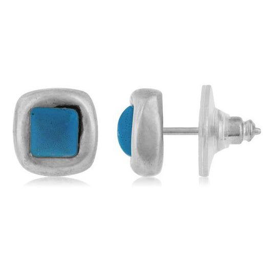 Square turquoise silver earring