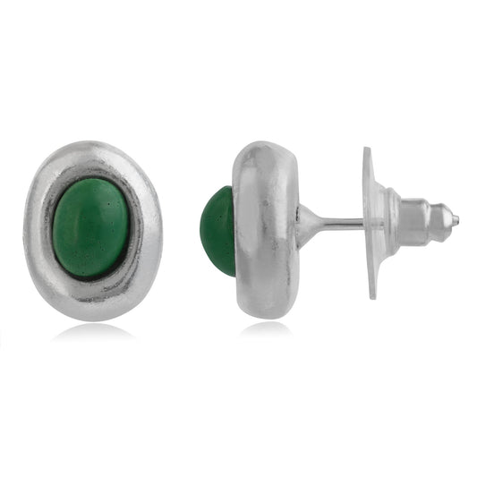 Silver earring - emerald resin plated "basic"