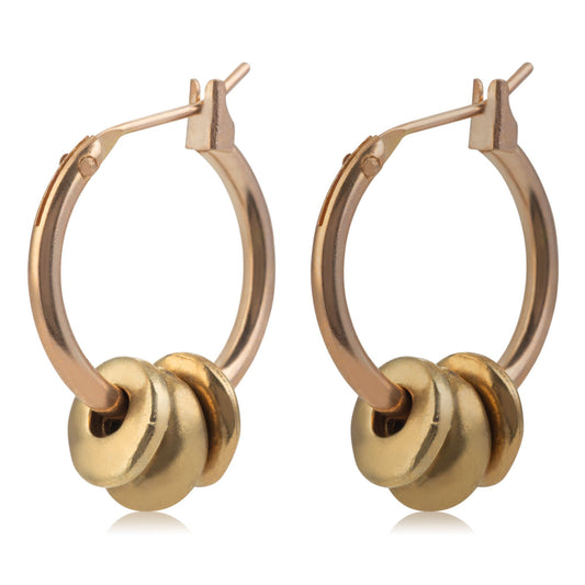 Pendientes dorado aro con pasantes colgantes dorado
