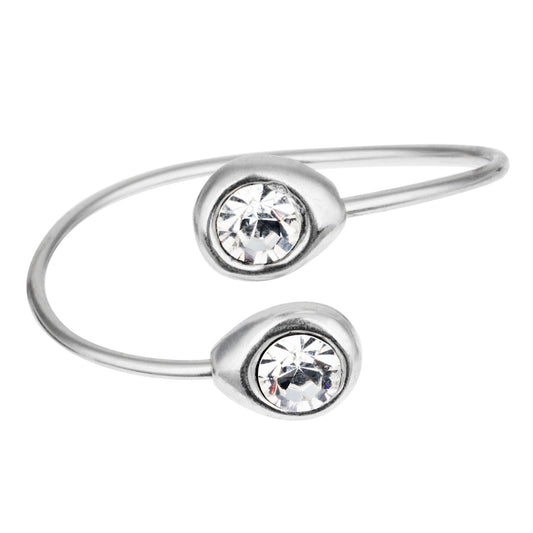 Adjustable silver Swarovski crystal hoop bracelet