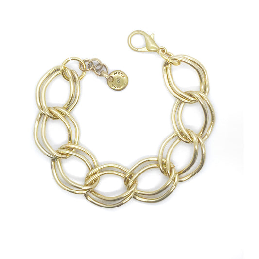 Golden double link chain bracelet