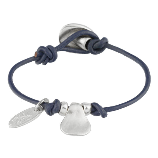Blue silver plated leather bracelet "Basic"