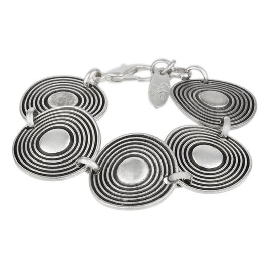 Pulsera eslabones cadena plata "Disco Espiral"