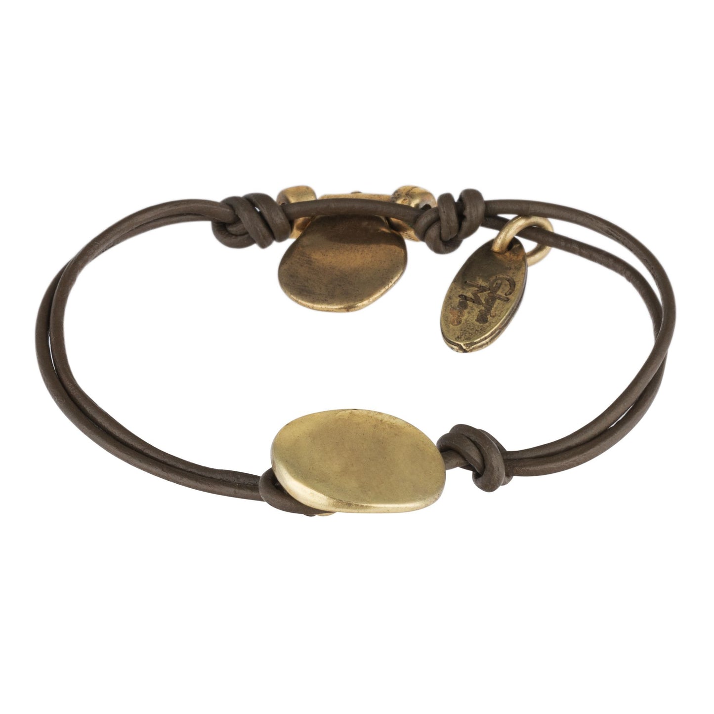Golden brown leather bracelet "Basic" gold color