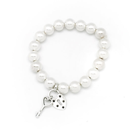 Silver mini Love padlock and key bracelet