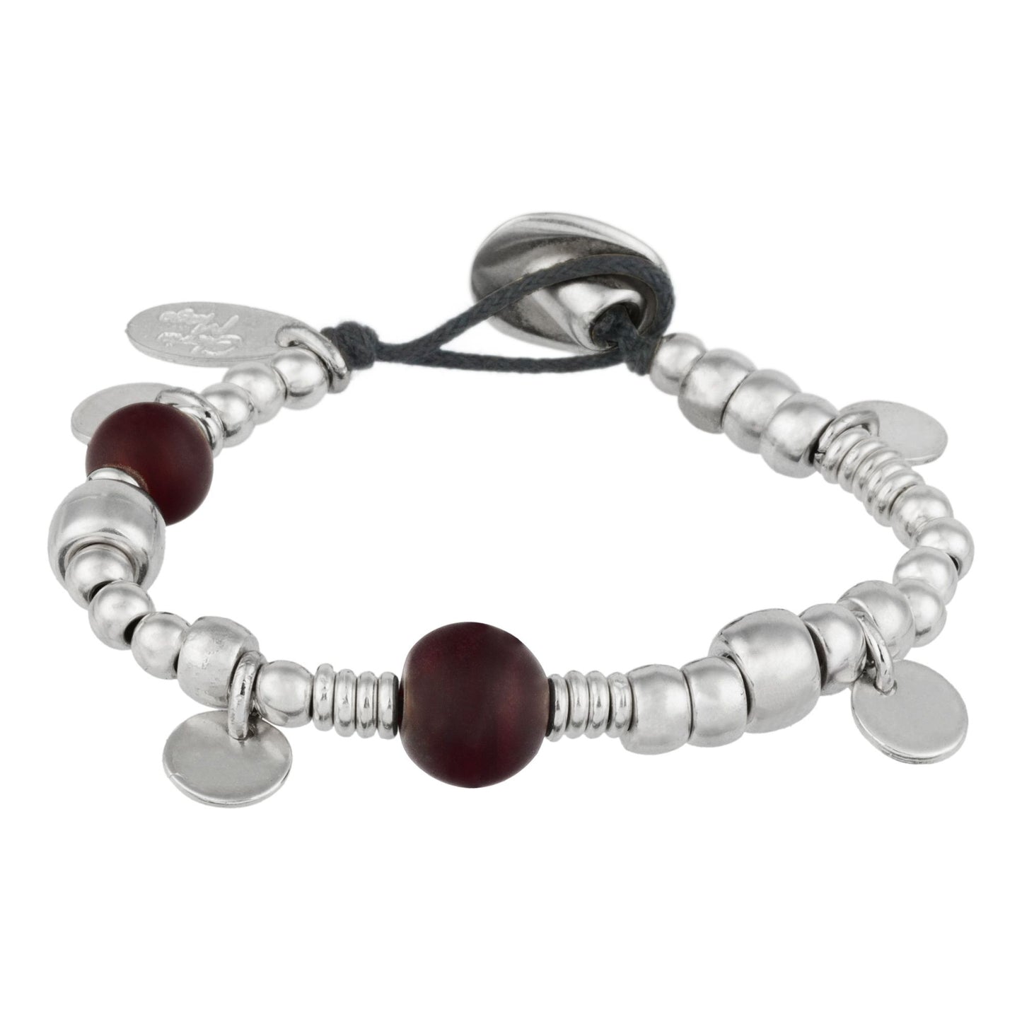 Multibead bracelet in burgundy silver