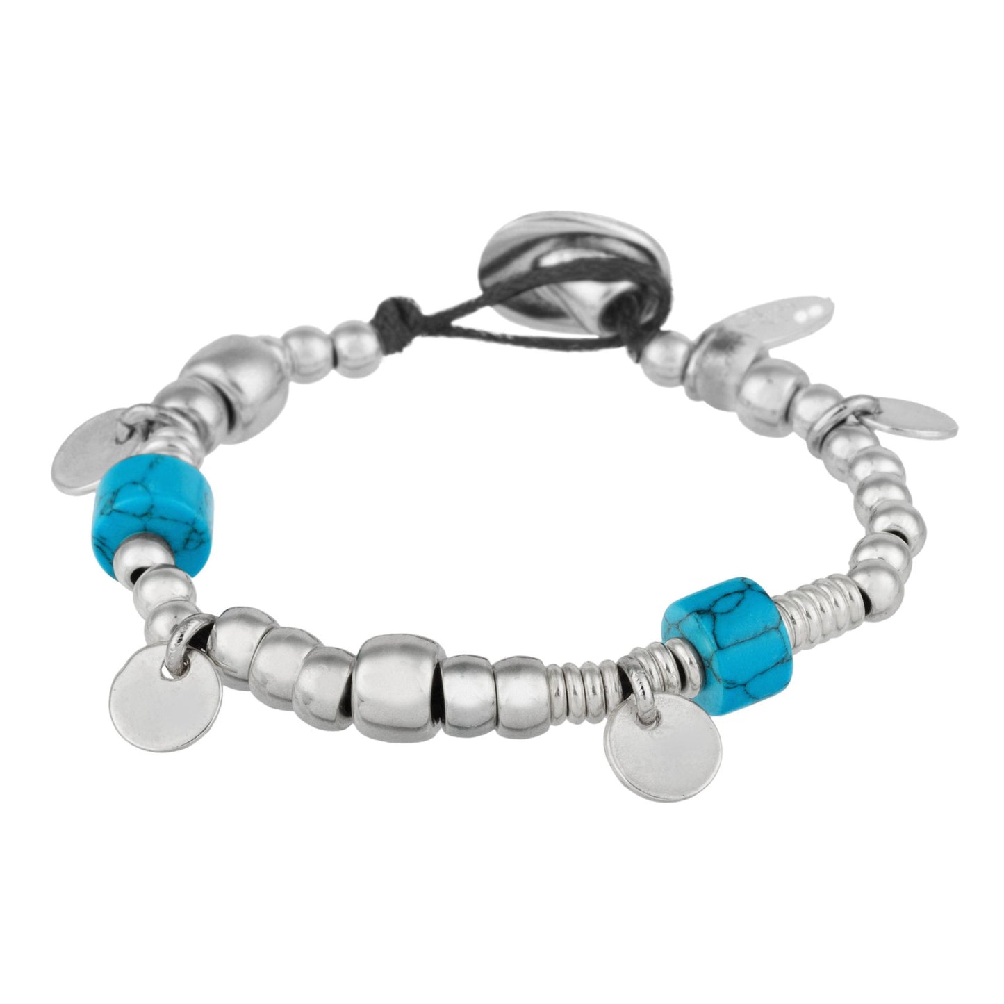 Turquoise silver multibead bracelet